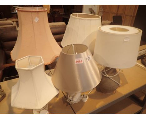 Six assorted ceramic based table lamps and shades