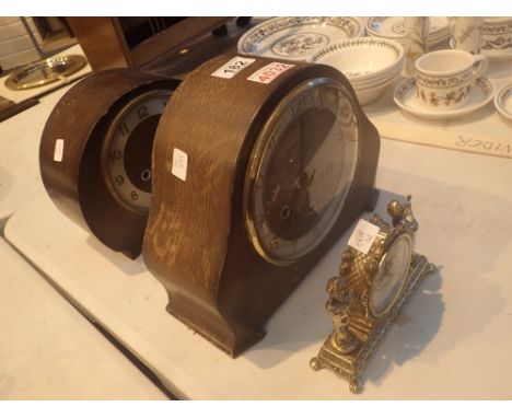 Westminster chime mantel clock and a brass clock and one other