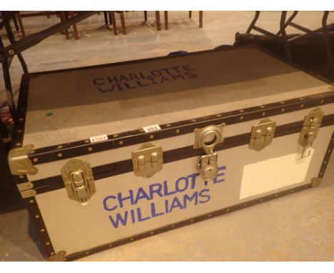 Large storage trunk steel framed with aluminum panels ( owners name painted on )