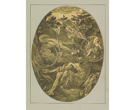 Hendrick Goltzius     Magier (Höhle der Ewigkeit). Orig.-Clair-obscur-Holzschnitt in Schwarz, Oliv und Sepia. In der dunklen 