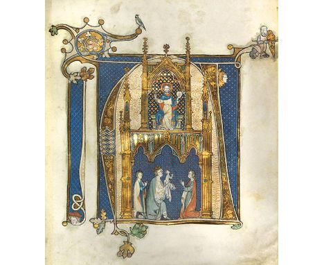 Johannes von Valkenburg - Kölner Klarissenskriptorium     Dombau en miniature Bildinitiale A aus einem Chorbuch auf Pergament