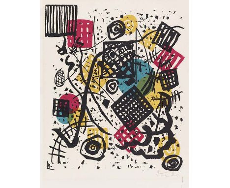 Wassily Kandinsky     Kleine Welten V. Orig.-Farblithographie. Signiert. Im Stock monogrammiert. Berlin, Propyläen 1922. Auf 