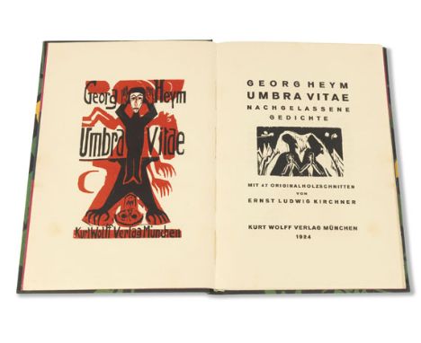 Georg Heym     Umbra vitae. Nachgelassene Gedichte. München, K. Wolff 1924.  'Das faszinierende Werk ist eines der schönsten 