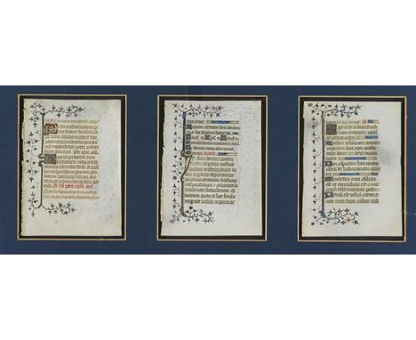 Stundenbuchblätter     3 Einzelblätter aus einem lateinischen Stundenbuch auf Pergament. Frankreich, erste Hälfte des 15. Jah