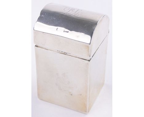 An Edwardian silver domed top playing card box,Chester 1906, height 8.5cm.
