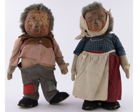 Two Steiff hedgehogs,height 21".