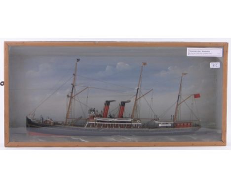 A 19th century scratch built wooden hulled ship diorama,depicting the steam and sail passenger ship "Alexandria", circa 1900,