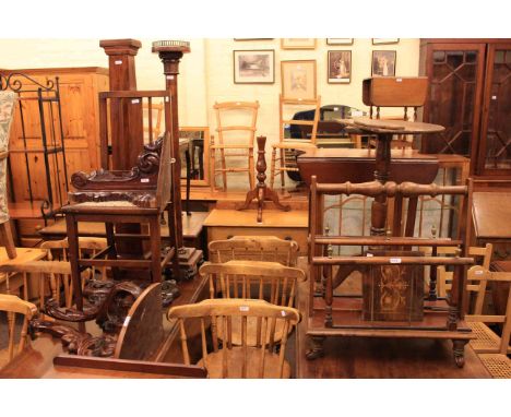 Mahogany gate leg dining table, Victorian mahogany console table, tripod table, small drop leaf table, Canterbury, two torche