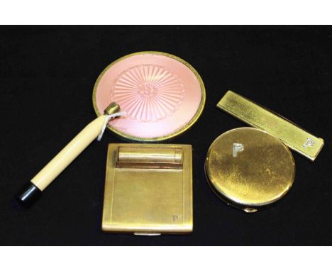 Two vintage compacts, folding comb, etc