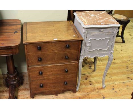 Georgian mahogany commode chest and continental marble topped stained wood pot cupboard (2)