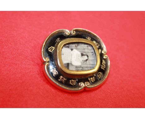 19th Century enamel mourning brooch