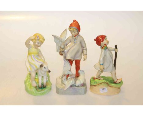 Three Royal Worcester figures November, April and Thursdays Child Has Far To go