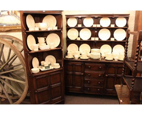 Ercol dresser, matching corner cabinet and rectangular oak dining table (3)