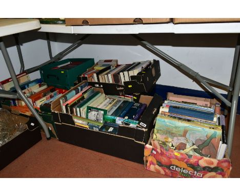 SEVEN BOXES OF BOOKS, mostly hard backed including many Readers Digest condensed books, Somerset Maugham short stories, novel