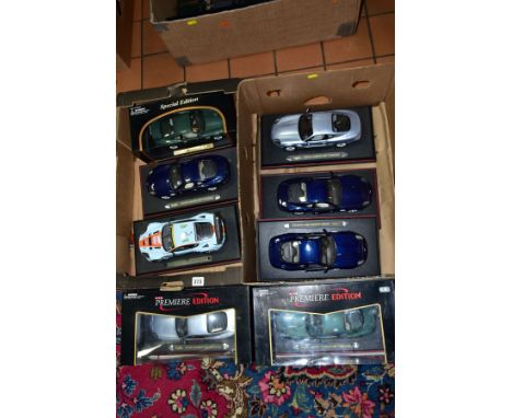 A QUANTITY OF BOXED AND UNBOXED MAISTO ASTON MARTIN MODELS, all are 1/18 scale, mainly DB7 Vantage models, loose or mounted o