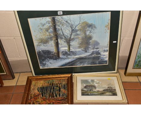 DEREK WILLIAMS (BRITISH 20TH CENTURY), a pastel study of a rural lane in winter, signed lower left, framed, approximate size 