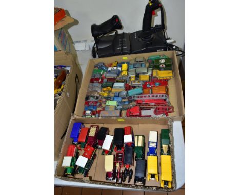 A QUANTITY OF UNBOXED AND ASSORTED PLAYWORN DIECAST VEHICLES, to include Dinky Supertoys Commer Fire Engine, No955, Corgi Toy