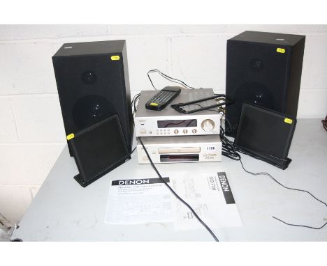 A DENON DRA-F100 RECEIVER AMPLIFIER, a DCD-F100 CD player, remote, a Denon TU-260L tuner in original box, a pair of NXT thin 