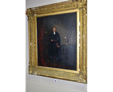 E. ROSENTHAL (19TH CENTURY), full length portrait of a young clergyman or barrister, oil on canvas, signed and dated 1864 low