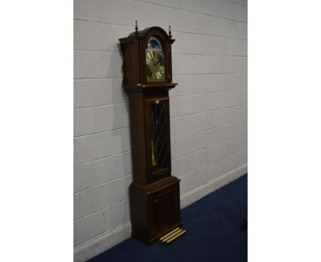 A MODERN OAK LONGCASE CLOCK, the brassed 9'' dial marked Fenclocks, Suffolk, clock height 197cm (three weights and pendulum)