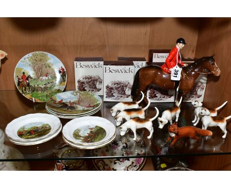 HUNTING THEME, comprising Beswick Huntsman No 1501, style two, six boxed Foxhounds No2263 (x3), No2264, No2265 (x2) and a box