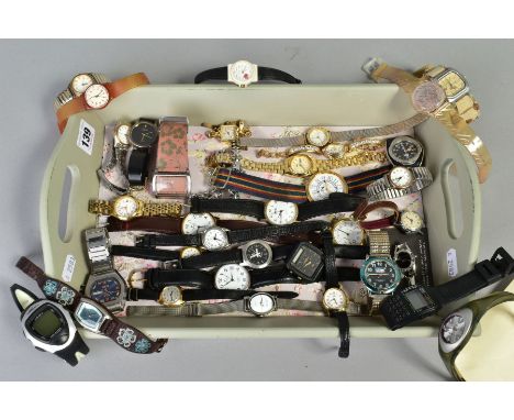 A COLLECTION OF WRISTWATCHES, to include an Avia-matic 25 jewels incabloc wristwatch, featuring a blue day date dial, red mar
