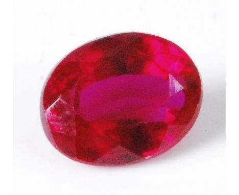 A loose heat-treated natural ruby, of red colour, oval cut, weight 5.5ct, with certificate