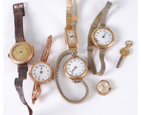 A lady's vintage 9ct gold cased wristwatch, having mechanical movement (non-running), on 9ct gold expanding link bracelet; to