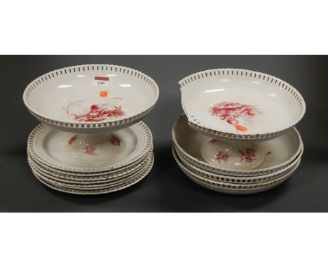 A Victorian Rockingham style part tea and dinner service on a white ground with gilt floral decoration, together with a Victo