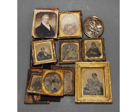 A collection of 19th century and later portrait miniatures, daguerrotypes and ambrotypes, etc