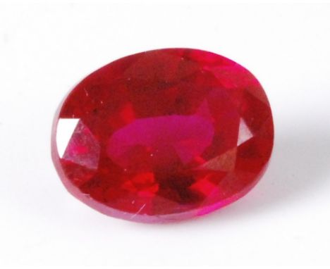 A loose heat-treated natural ruby, of red colour, oval cut, weight 10.4ct, with certificate