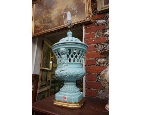 A large pottery table lamp,&nbsp;height excluding fitting 51cm.&nbsp; 