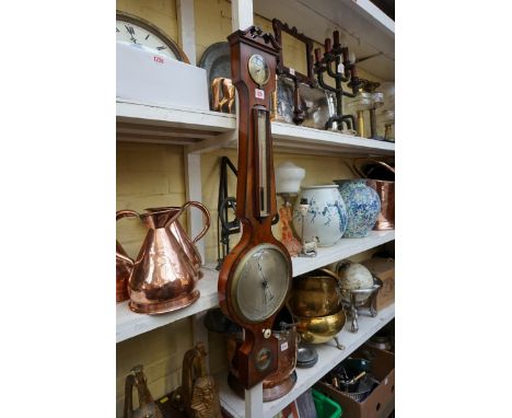 An early 19th century mahogany and ebony strung four dial banjo barometer,&nbsp;inscribed 'Malacrida, London'. 