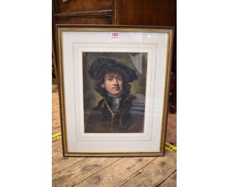 After Rembrandt, self portrait, watercolour and body colour, 35.5 x 27cm.&nbsp; 