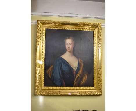 Manner of Michael Dahl,&nbsp;bust length portrait of Miss Rachel Missing, wife of Thomas Hog of Newliston, in a painted oval,