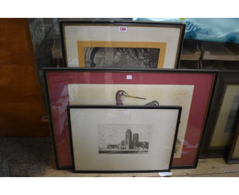 F L Griggs,&nbsp;'The Minster', signed in pencil, engraving, pl.17 x 25cm; together with an antique engraving of Black Tailed