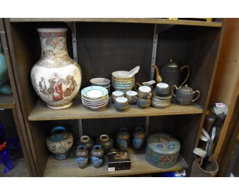 A collection of Chinese and Japanese pottery, porcelain and works of art,&nbsp;to include: a Satsuma vase, 31.5cm high; and v