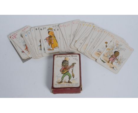 Playing Cards - an early 20th century Round Game, Spin & Old Maid, by Thomas De La Roux & Co, London, the box printed in poly