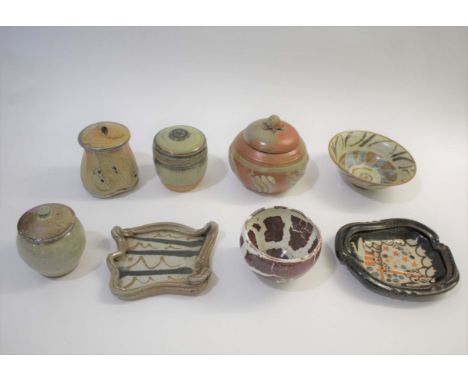 STUDIO POTTERY various stoneware pottery including a lidded jar by Richard Batterham, a lidded jar by Ruth Tudball, a bowl by