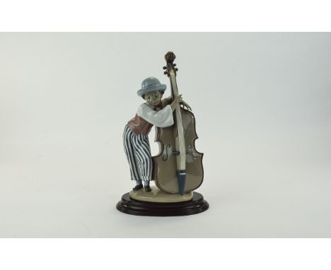 Lladro Figure ' Jazz Base ' Model No 5834. Issued 1991. Height 10 Inches, with Wooden Oval Base.