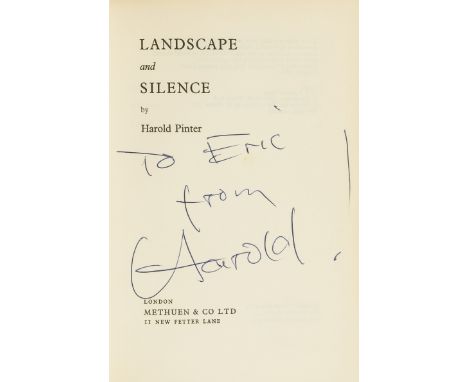 Pinter (Harold) Landscape and Silence, first edition, signed presentation inscription from the author to Eric [Kahane] to tit