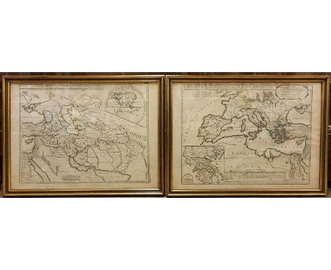 A Pair of Maps - Partie Occidentale De La Carte Des Anciennes Monarchies. For M Rollin by Robert De Vaugondy, c.1780. Copperp