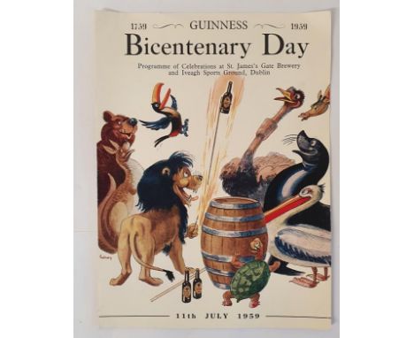 Bicentenary day Guinness programme for July 11th, 1959. at St. James’s Gate Brewery and Iveagh Sports Ground, Dublin. Includi