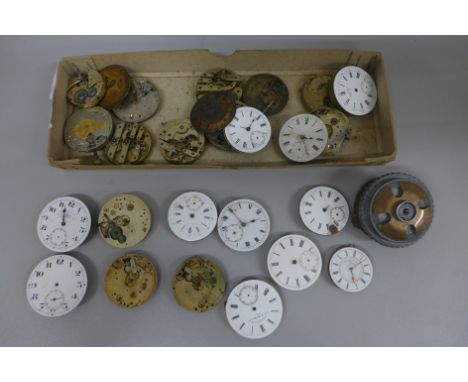 A collection of pocket watch movements 