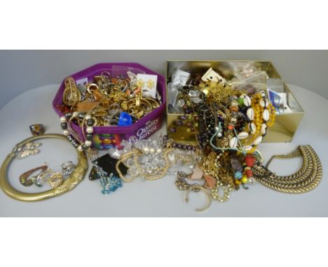 Two boxes of costume jewellery 