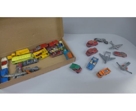 A collection of model vehicles and aircraft including Matchbox and Dinky, 25+ items, some for restoration 