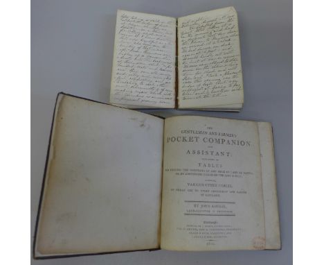 A manuscript travel book, 1855, tour of France and a Gentleman and Farmer's Pocket Companion, 1802, John Ainslie 
