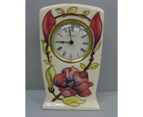 A Moorcroft mantel clock, 15cm 