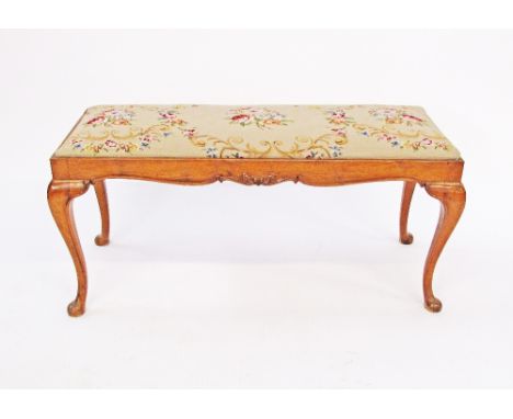 A Chippendale style rectangular stool H50cm, 100X43cm