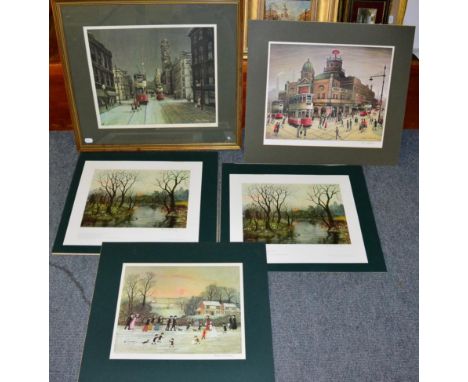 After Arthur Delaney (1927-1987) Trams by moonlight, signed in pencil, numbered 78/450, published by Grove Galleries Ltd, a c